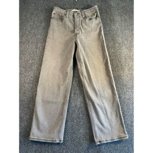 Levis Ribcage Straight Ankle Jeans Grey High Rise Denim 28